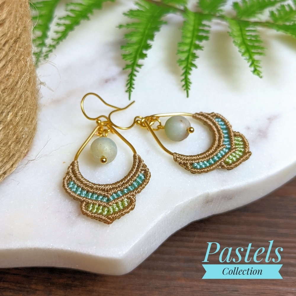 Amazonite Pastel Macrame Earrings